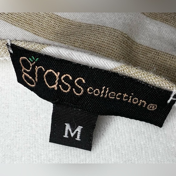 Grass One Shoulder, Ruffle Detail, white and gold top, medium - Picture 8 of 9